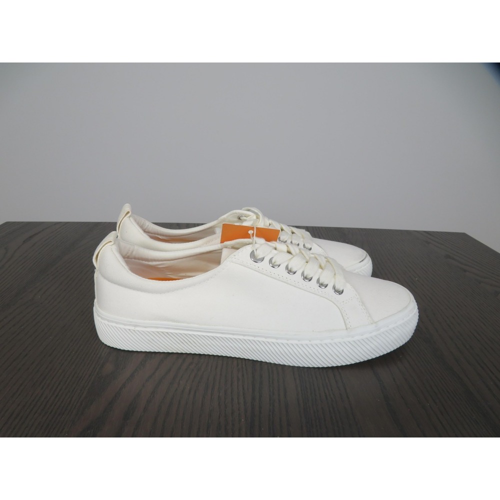 Quince Eco Cotton Canvas Sneakers Mens 9.5 White Lace Up Vegan Shoes Casual